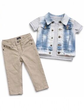 Hudson Baby Boy 3-Pc Set Vest/Jeans/Tee Outfit 12M